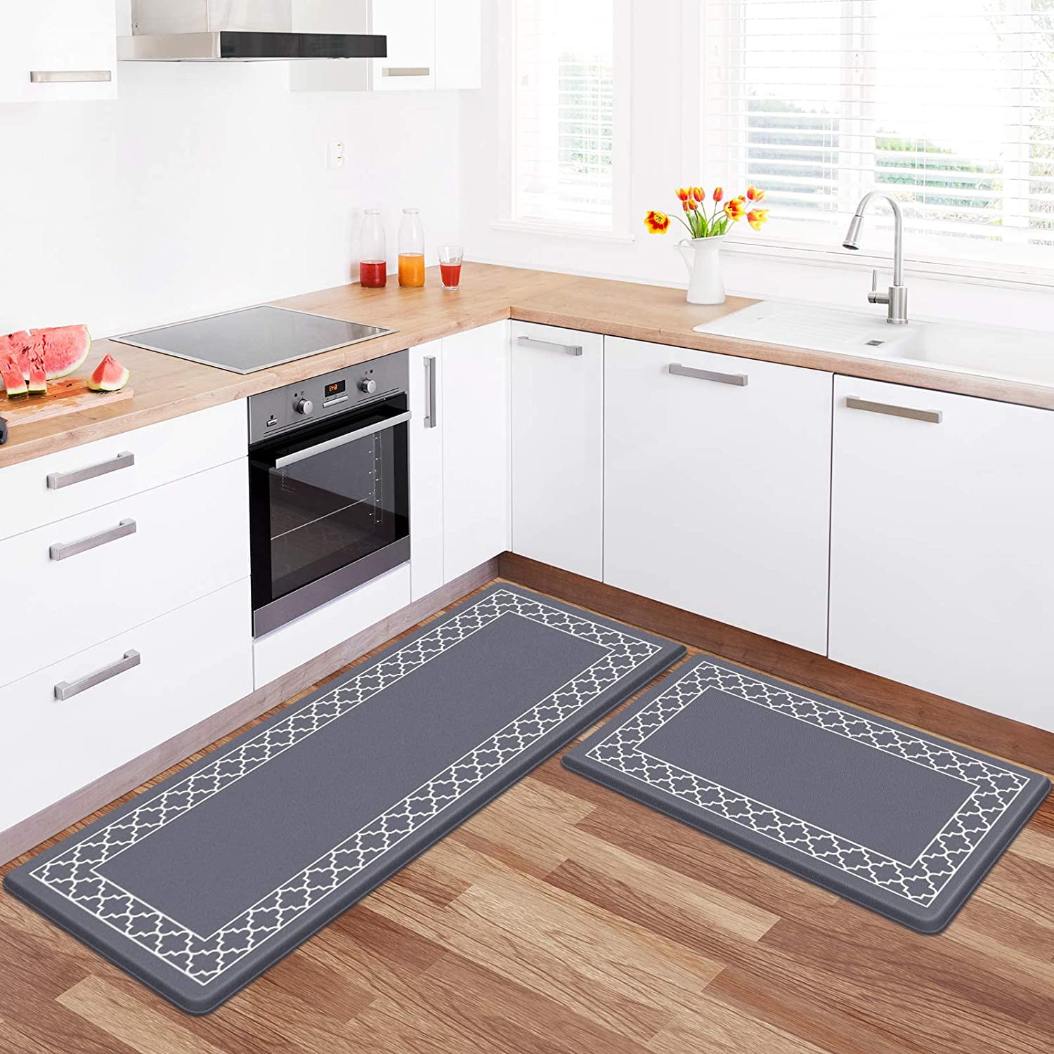 LuxStep Gray Kitchen Mats, 17 in x 47 in, 2 Pieces