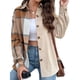 thumbnail image 1 of Chaqueta de Franela A Cuadros para Mujer, Camisa de Larga con Botones, Abrigos, Conjuntos de Otoño Caqui S, 1 of 9