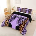 thumbnail image 2 of Erosebridal Leopard Pattern Bowtie Queen Comforter Set For Girls Kids,Fashion Women Cheetah Lover Bedding Comforter Set,Reversible black,3 Pieces, 2 of 7