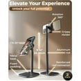 thumbnail image 6 of - Height Adjustable Cell Phone Stand for Desk | Rotating, Tilting, 9-14" Telescoping Eye-Level View Cell Phone Holder for Desk (Night Black, 2-Pack), 6 of 10