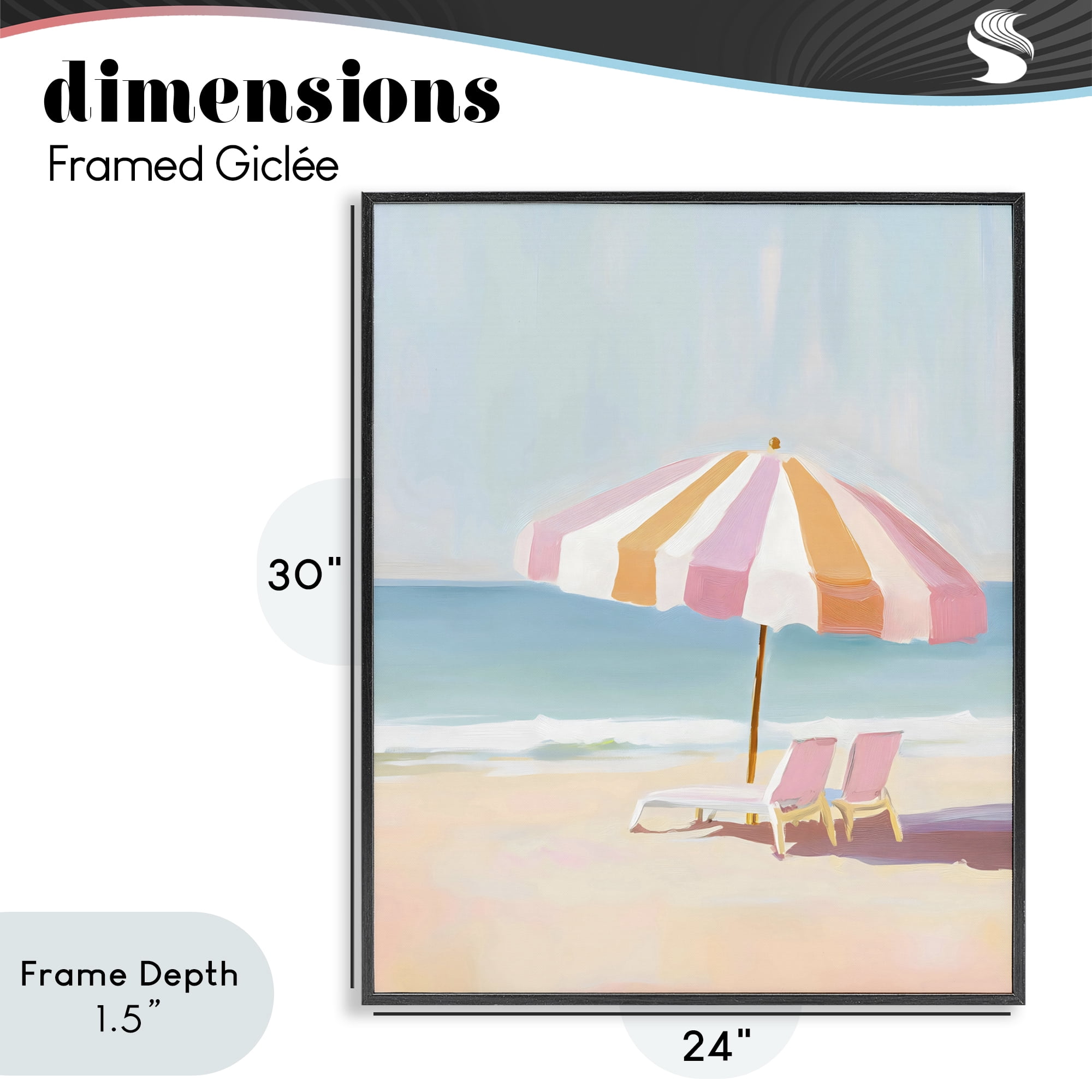 Stupell Industries Striped Umbrella & Chairs Black Framed Giclee Art, design by The Prints Vibe