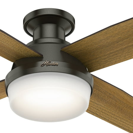Hunter Fan 52" Low Profile Ceiling Fan with LED Light and Remote, Noble Bronze (Certified Refurbished)
