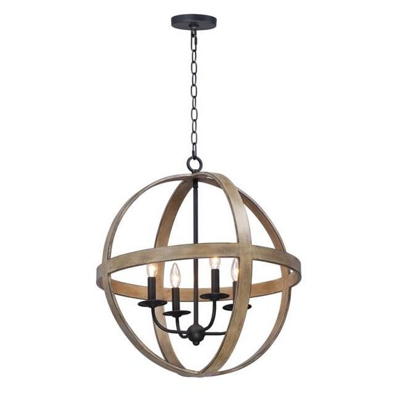 Maxim 27574BWBK Barn Wood & Black Compass-Single Pendant Light