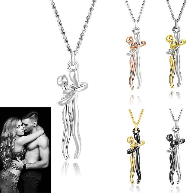 Pareja abrazando colgante collar amor estilo collar encanto joyería regalo del día de San Valentín para esposa niñas