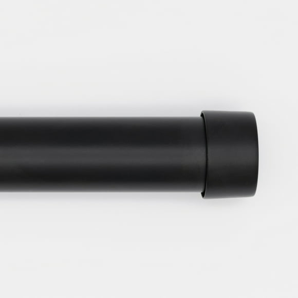 Better Homes & Gardens 1" Matte Black Cap Adjustable Single Curtain Rod Set, 42"-120"
