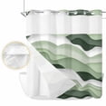 thumbnail image 2 of Sage Green Ombre No Hook Shower Curtain Waterproof, Bathroom Curtains with Snap in Liners and See Through Top Window, Modern Moire Geometric Abstract Hotel Style Bathtub Curtains Shower 72"Wx72"L, 2 of 8