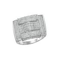 thumbnail image 1 of Diamond Princess 10kt White Gold Mens Round Pave-set Diamond Rectangle Arched Cluster Ring 1 Cttw, 1 of 1