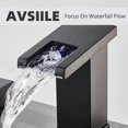 thumbnail image 3 of Grifo de baño AVSIILE LED Waterfall con 3 orificios, negro mate, 20 cm, 3 of 9