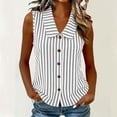 thumbnail image 2 of Dagugfen Tank Tops for Women Button down Striped Shirts Lapel Neck Sleeveless Shirts Summer Casual Home Daily Wear Tops, 2 of 8