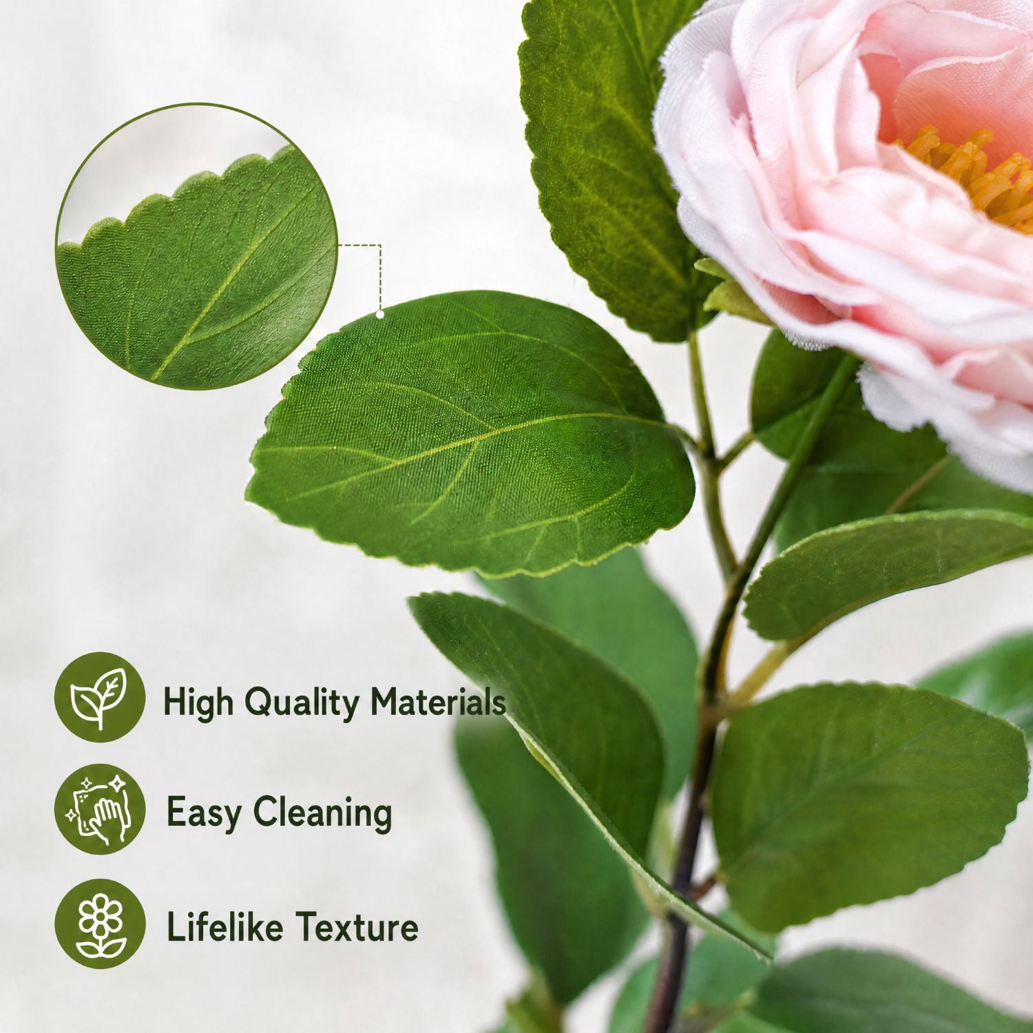 Easy4Home 1.6FT Artificial Flower Plant Fake Camellia Tree Potted Indoor, Pink