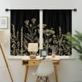 thumbnail image 4 of Black Gold Floral Wildflower Kitchen Curtains Short Small Rustic Dark Botanical Leaves Vintage Flower Farmhouse Rod Pocket Nature Bedroom Living Room Treatment Fabric 2 Panels 27.5Wx39H Inch, 4 of 6