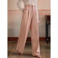 thumbnail image 6 of Women High Waist Floor-Length Straight Wide Leg Commute Suit Trousers Business Casual with Pockets Pink S, 6 of 9
