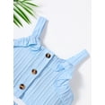 thumbnail image 5 of Mikrdoo 6-9 Months Baby Girl's Solid Color 2Pcs Trendy Textured Summer Outfit, Button Front Sleeveless Top & Ruffle Trim Shorts Set For Daily/Holiday, 5 of 8