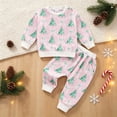 thumbnail image 4 of Enyan Toddler Baby Girl Christmas Outfits Newborn Xmas Clothes Long Sleeve Sweatshirt Pants 2-Piece Set for Fall Winter, 4 of 7