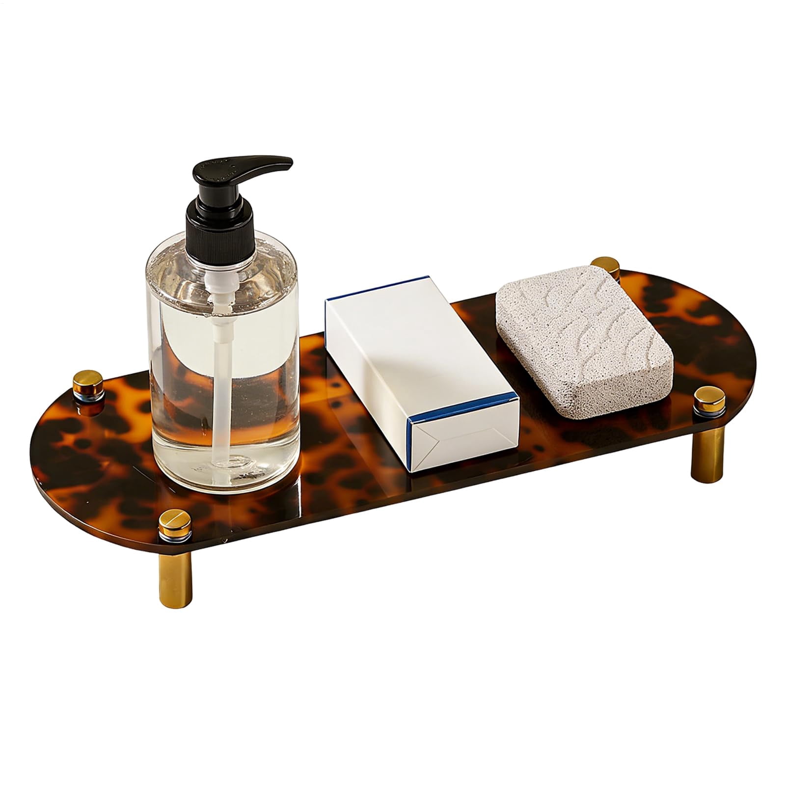 Tortoiseshell Tray  Turtle Shell Bathroom Accessory, Decorative Acrylic Holder, Vintage Style Organizer | Desktop and Bathroom Storage Rack for Home Decoration