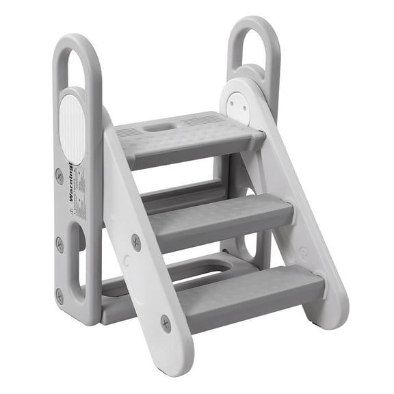 Foldable Step Stool for Bathroom Sink, Child Kitchen Counter Stool Helper with Handles, Adjustable 3 Step Stool for Kids Toilet Potty Training, Ladder Stool for Toddlers