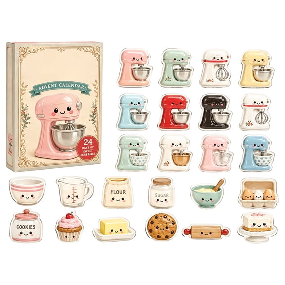 2026 Advent Calendar with 24 Acrylic Hanging Ornaments, Cute Countdown Calendar for Birthday Party Decorations for Adults & Kids, 2D Flat Blind Box Wall Hanging Decor for Kitchen