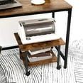thumbnail image 3 of HOOBRO Printer Stand, 2-Tier Industrial Under Desk Printer Cart with Shelf, Mobile Heavy Duty Storage Rack on Wheels for Home, Office, Rustic Brown and Black BF02PS01G1, 3 of 5