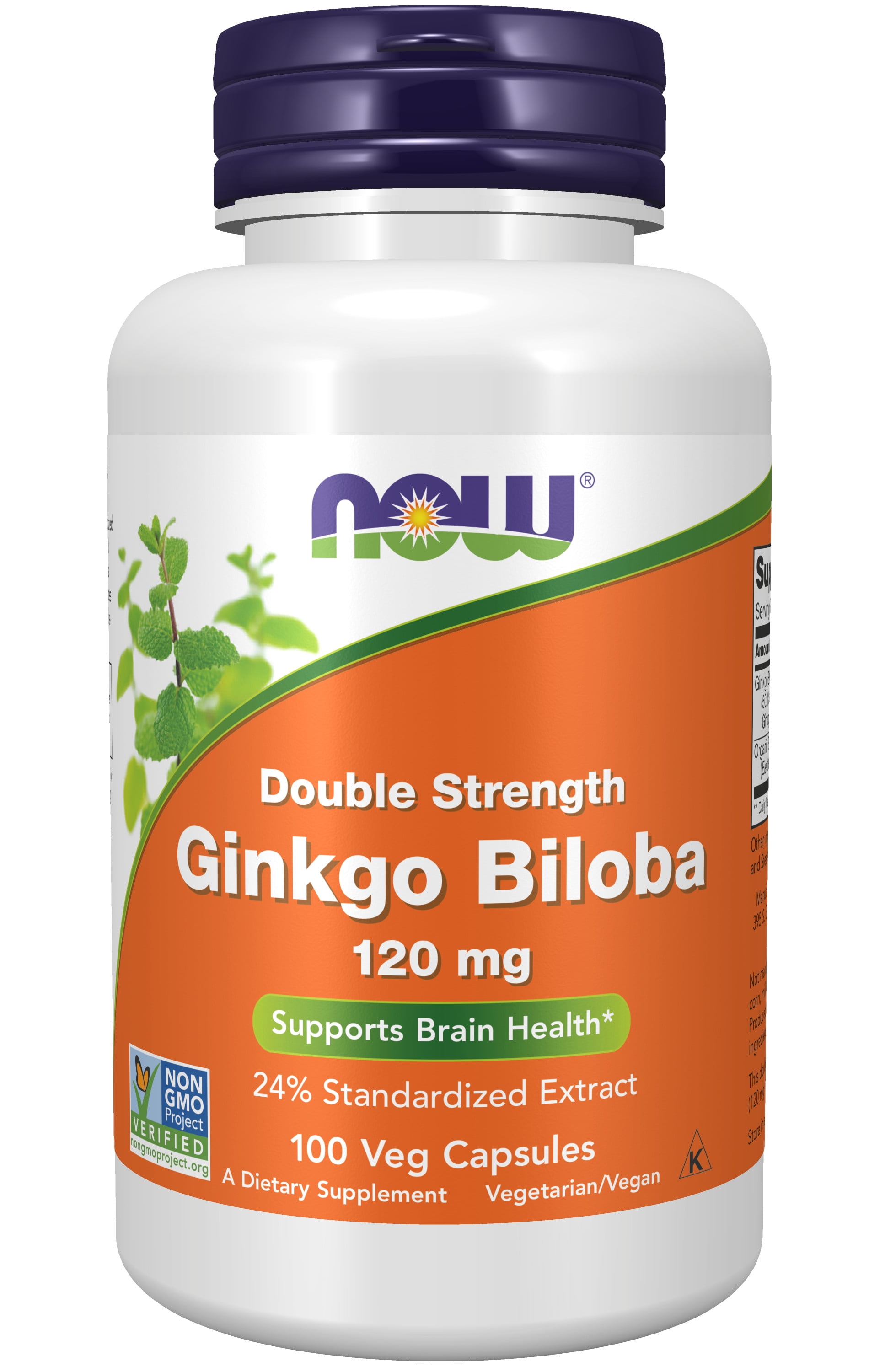 NOW Supplements, Ginkgo Biloba 120 mg, Double Strength, NonGMO Project