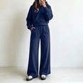 thumbnail image 5 of SZJXBUY Matching Sweatsuit Women Oversized Lounge Set Long Sleeve Hoodie and Wide Leg Pant Fall Winter Outfits Navy,L, 5 of 8