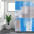 thumbnail image 2 of Navy Shower Curtain, Watercolor Navy Contemporary Brush Strokes Oil Painting Abstract Geometric Bathroom Curtain Bathtub Decor Waterproof Fabric Machine Washable with 12 Hooks, 2 of 6