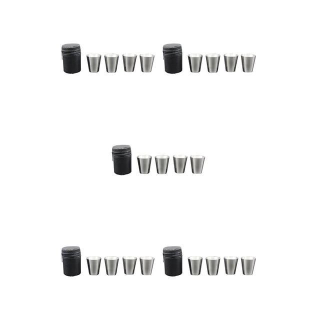 Matsuzay 4 Pieces 30ml Wine Cup Outdoor Drinkware Home PU Stackable Cover Mug Glass Bar Whisky Camping Bar with Drinking Leather Cups Type2 NO2