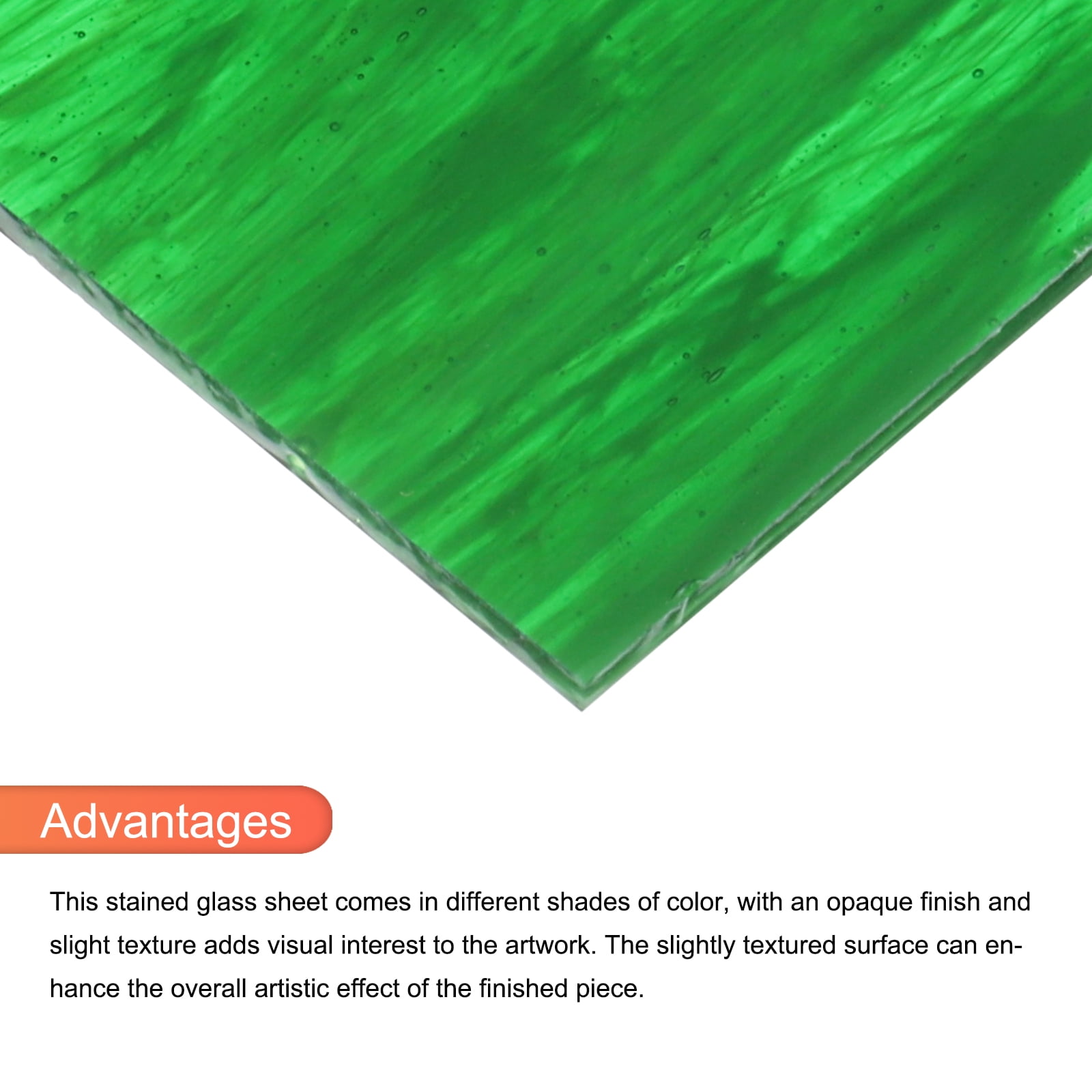Uxcell 2Pcs Stained Glass Sheet Mosaic Tile Stained Glass Sheets for Crafts DIY Art Project Dark Green
