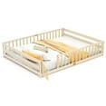 thumbnail image 1 of Costway Queen Size Floor Bed with Full Length Safety Guardrails & Door for Boys, Girls Natural, 1 of 10