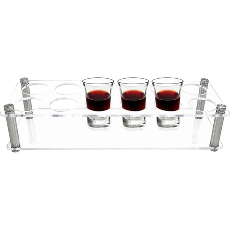 SENYUM Upgrade Shot Glass Tray Holder Hole Glasses Tray Convenient Serving Tray Wine Cup Organize Rack for Vodka Tequila Whiskey Liquor Gifts Party Weddings Club