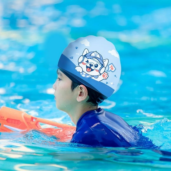 Gorro de baño para niños, portátil, antideslizante, de silicona suave, elástico, para ducha, baño, impermeable, para buceo, deportes acuáticos de