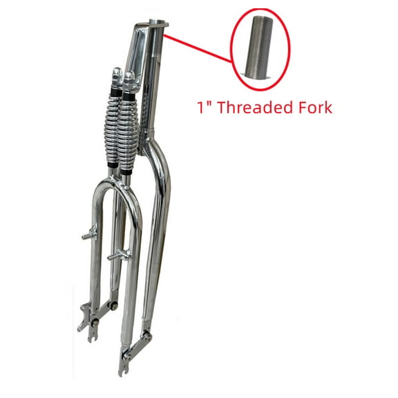 DONSP1986 26" Springer Fork 1" Threaded,Cruiser Chopper Bike Dual Spring Classical Fork(Chromed)