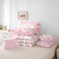 thumbnail image 5 of Manfei Western Princess Bowknot Twin Bedding Sets 7-Piece, Kawaii Pink Monogrammed T Bedding Comforter Set, Cartoon Cute Cherry Reversible Sheet Sets, Breathable Home Decor, 5 of 7