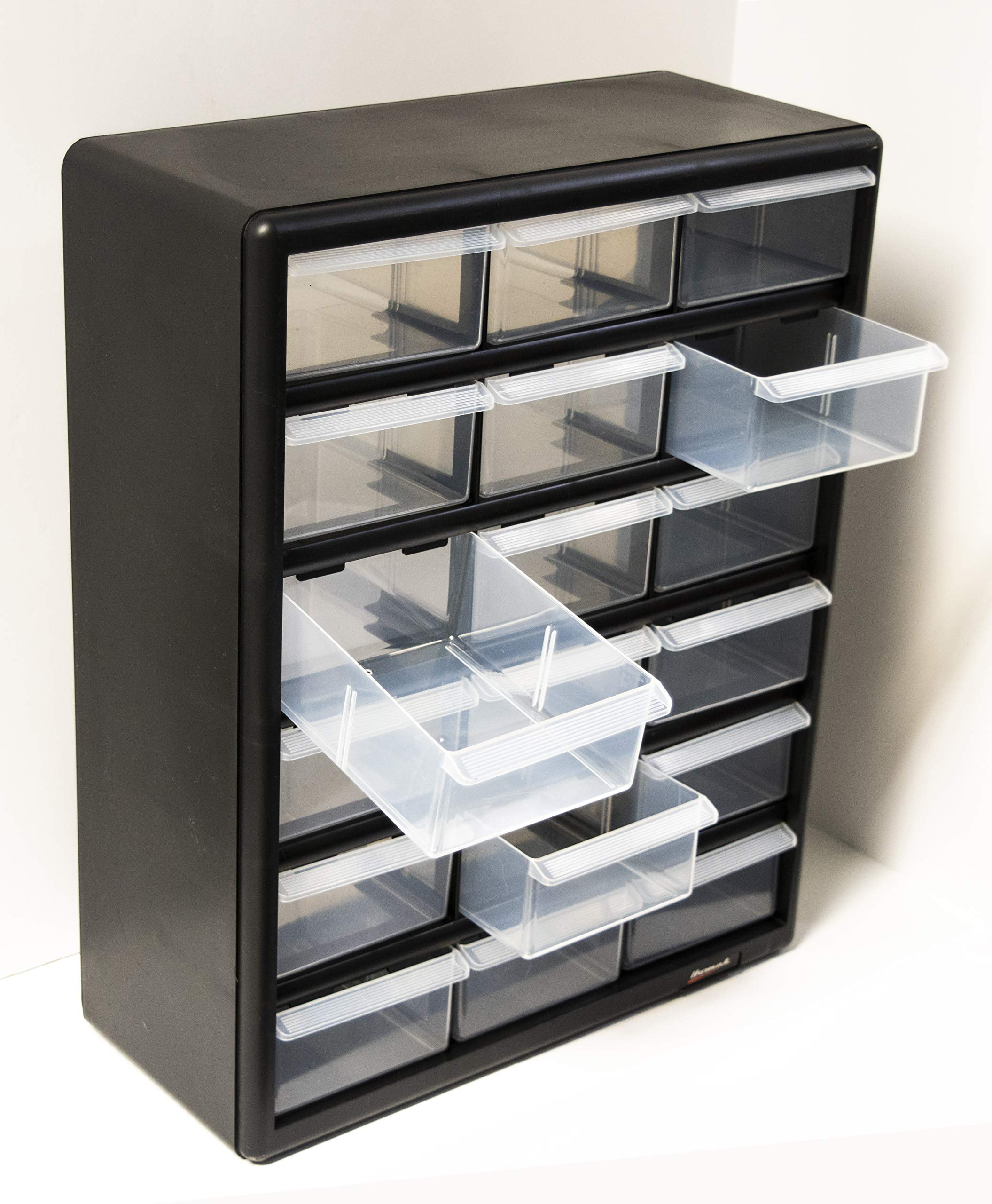 Massca Hardware Organizer box with dividers - 18 Compartments Small Parts  Organizer with Accessible Hinged Lid - Durable Plastic Screw Organizer  Store