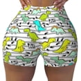 thumbnail image 2 of Logiee Funny Dinosaurs on Stripes Print Women's Biker Shorts,Workout Gym Shorts,Scrunch Shorts,Tummy Control Hidden Scrunch Running Yoga Shorts-XX-Large, 2 of 8