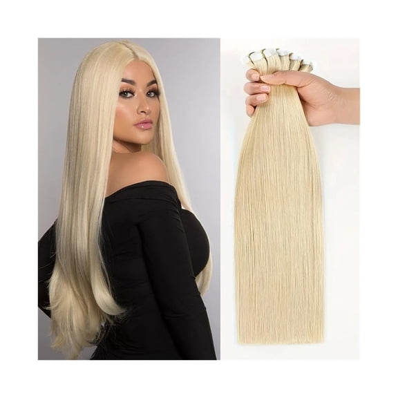 Tape In Hair Extensions Invisible Seamless #613 Bleach Blonde Straight Hair Extensions Remy Human Hair 50g/Pack 20pcs Skin Weft Tape In Extensions