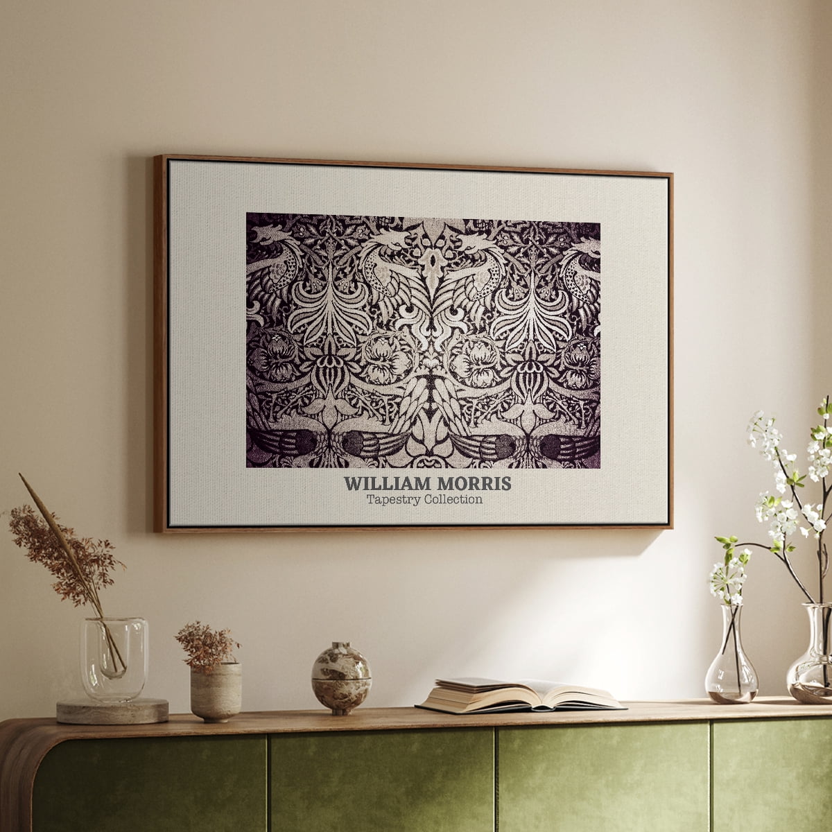 Vintage Abstract Print-XXXVI Framed in Walnut Wood Gallery Wrapped Canvas 17 in. x 25 in.