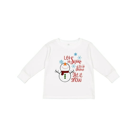 Inktastic Christmas Let It Snow Cute Snow Man with Snowflakes Boys or Girls Long Sleeve Toddler T-Shirt