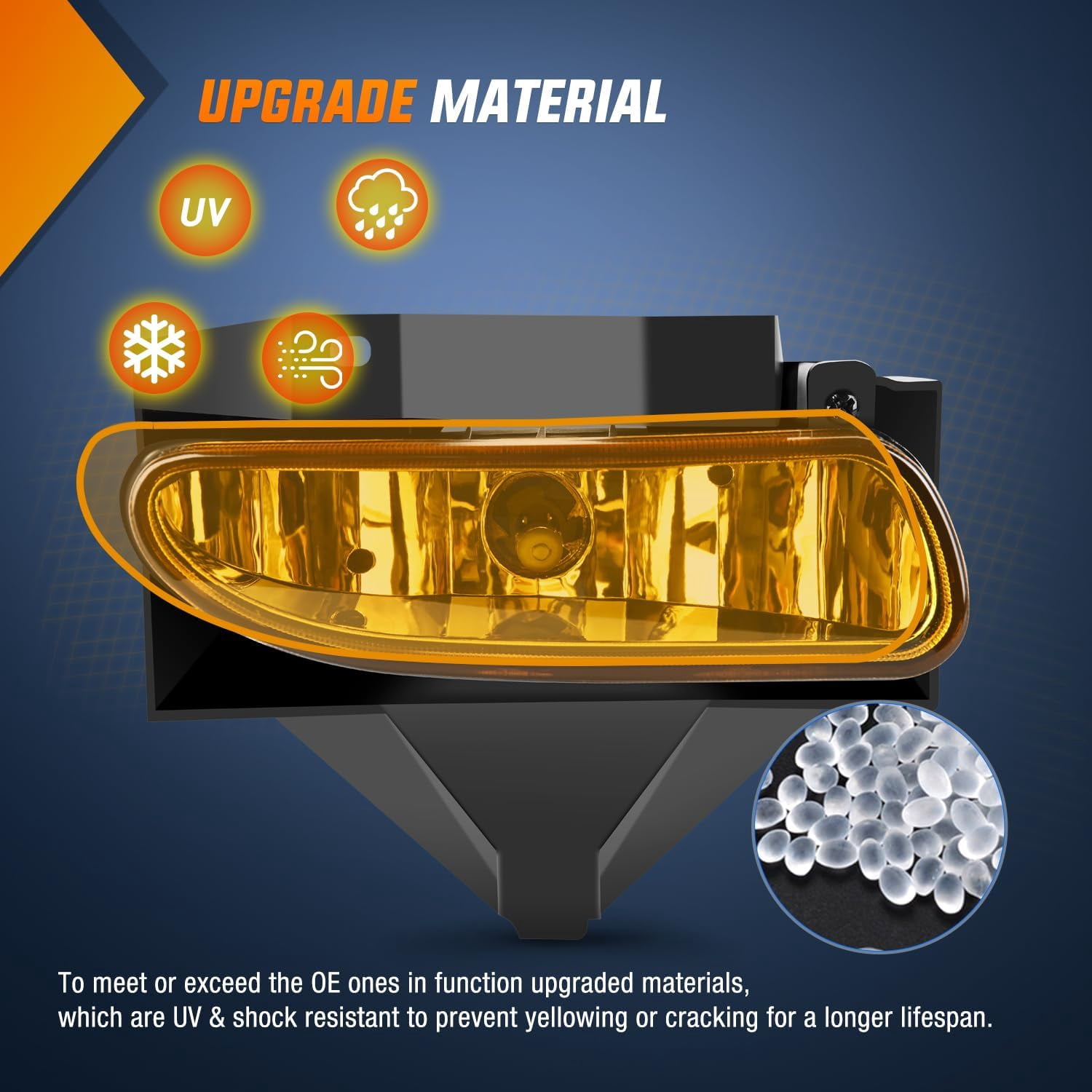 Nilight Fog Lights Assembly Compatible with 1999 2000 2001 2002 2003 2004 Ford Mustang 1999-2004 Mustang Fog Lamp Replacement Amber Lens w/12V 880 27W Bulbs