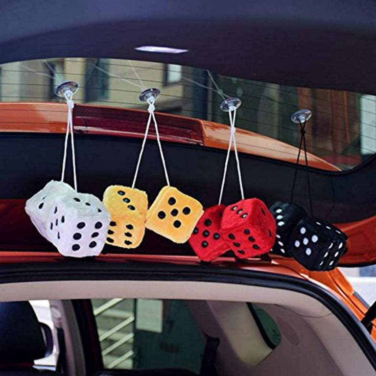 Car Rear View Mirror Pendant Fuzzy Dice Hanging Ornament Interior  Accessories