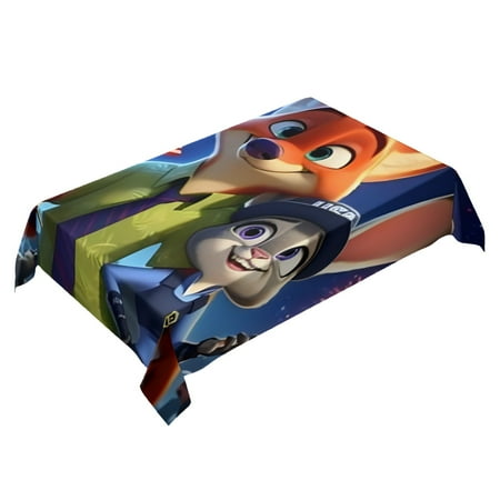 

Zootopia square tablecloth has an iconic print fits most tables and is easy to care for. It adds a nostalgic touch and is perfect for fans，55 x 71 （140*180cm）