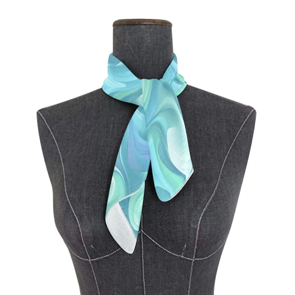 Square Scarf 24x24 Inch Cool Tone Marble Swirl Silky Satin Sun Protection Neck Scarf for Women Multi-Purpose Head Wrap Bandana for Hair Bag Decoration