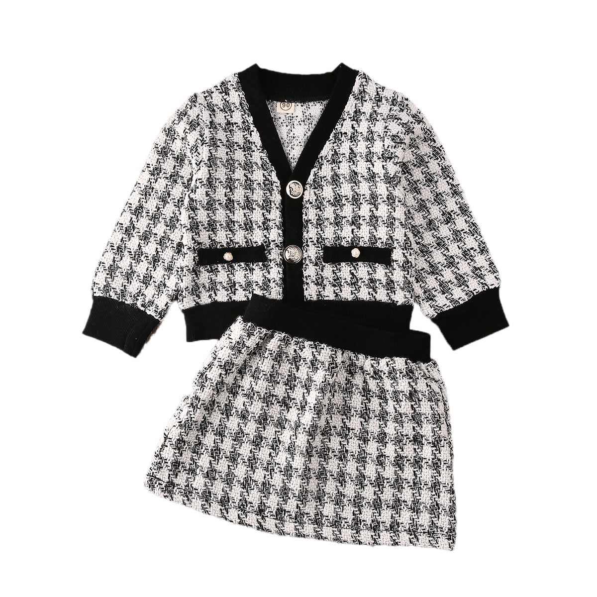 Loalirando Baby Girls Tweed Cardigan Cardigan Mini Skirt Princess Dress Autumn/Winter Clothing Set 
