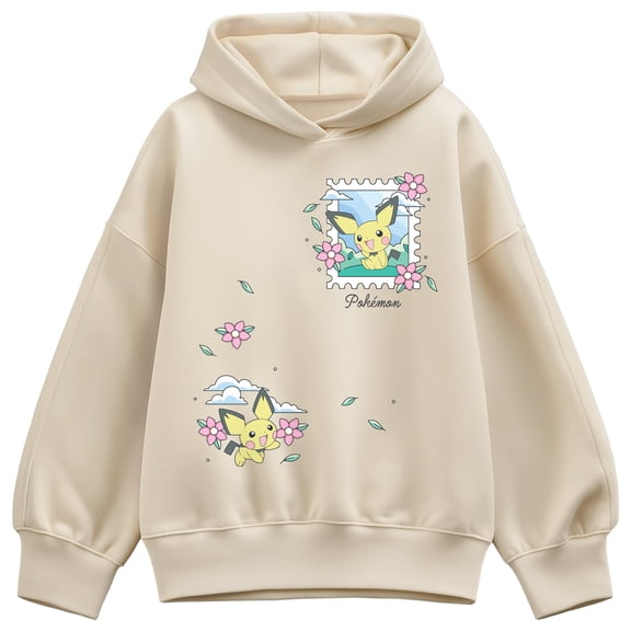 Pokémon - Floral Pastel Pichu - Women's Oversized Fleece Hoodie Sweatshirt
