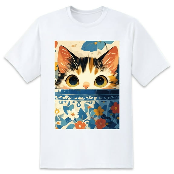 Basic Oversize Tees For WomenCat Loose Boyfriend Shirts Casual Blouse round neck