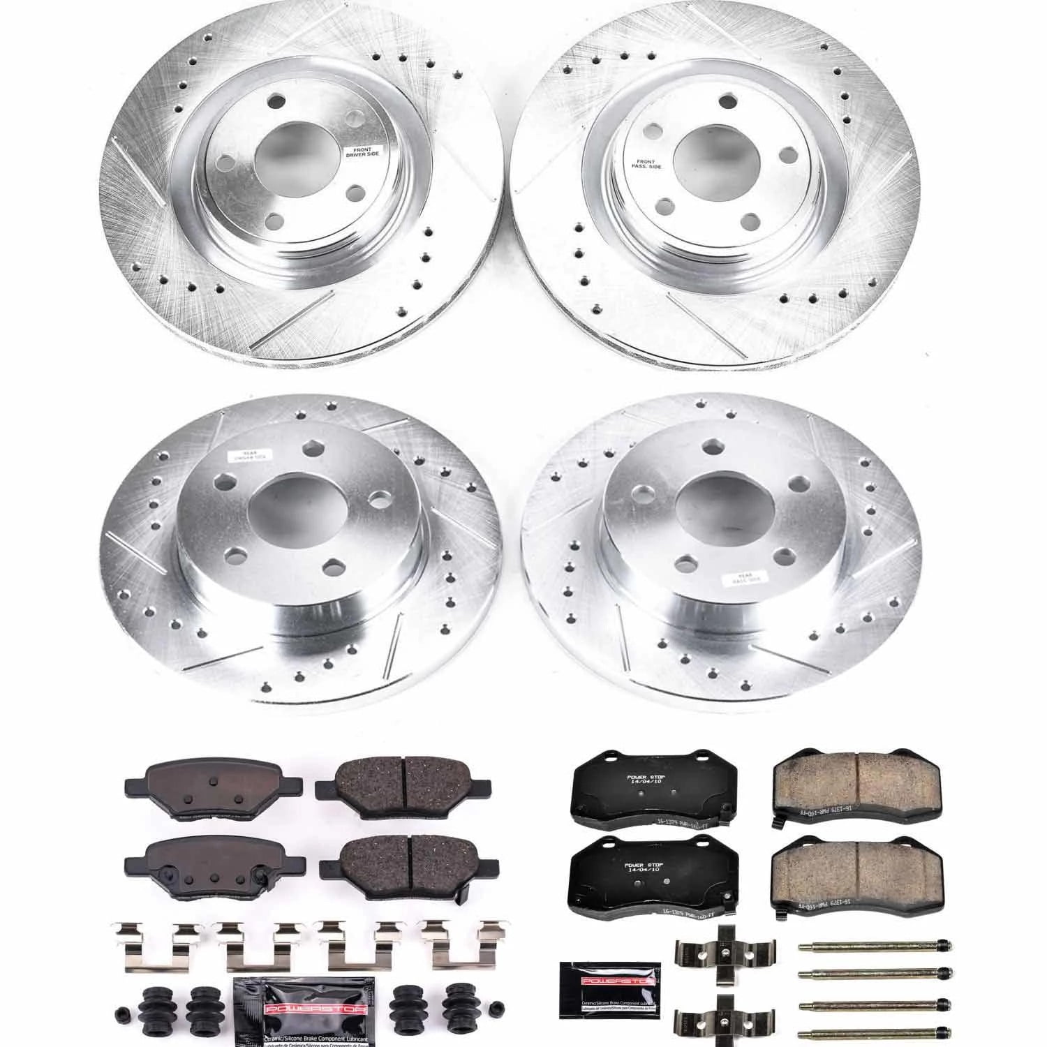 PowerStop Front and Rear Z23 Evolution Sport Carbon-Fiber Ceramic Brake Pad and Drilled & Slotted Rotor Kit Fits: CHEVROLET Select Models K5534