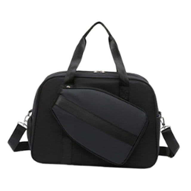 Lipstore Pickleball Bag Adjustable Shoulder Strap with Zipper Large Tennis Racket Bag Black