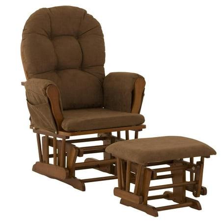 Stork Craft Custom Hoop Glider & Ottoman-Color:Chocolate Cushions,Finish:Cognac Finish