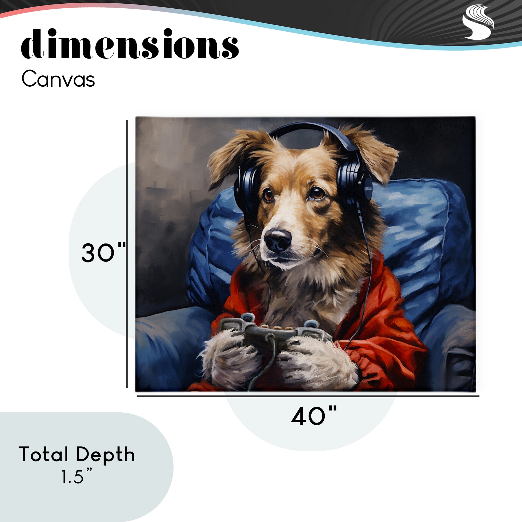 Game Master Dog Canvas Wall Art, design by Shawna Stewart