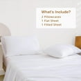 thumbnail image 6 of Full Size 4PCS Sheet Set with Elastic Corner Straps, 100% Bamboo Rayon Fitted Sheet, Easy & Secure Fit, Super Soft Breathable Luxury Cooling Fitted Sheet - 18 Inch Pocket (White), 6 of 7