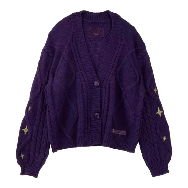 Deeptown-cárdigan de punto Vintage para mujer, suéter de estrella Y2k, estilo folclore coreano, prendas de punto de gran tamaño, estética Harajuku para otoño